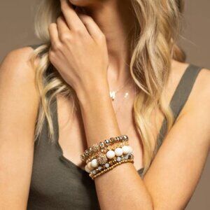 Frosted Glass Beaded Bracelet Set 5 Strands